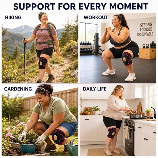 Fit Geno Knee Brace for Women Plus Size: Knee Support for Big Legs, Adjustable Compression with Side Stabilizers, Open Patella Brace for Arthritis, Meniscus Tear, ACL Pain Relief (XL–3XL)