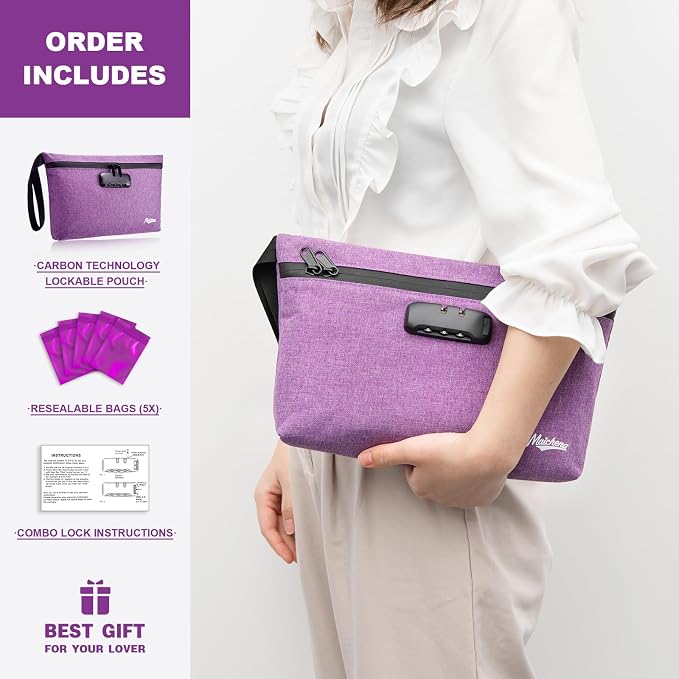 Smell Proof Bag with Combination Lock Large Storage Container Medicine Lock Bag Money Organizer Travel Storage Pouch