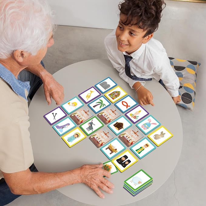 gisgfim 100 PCS Memory Matching Game Bible Concentration Memory Card Games for Kids Boys Girls Easter Educational A Fun & Fast Christian Preschool Homeschool VBS 2026 Biblical Theme Matching Games