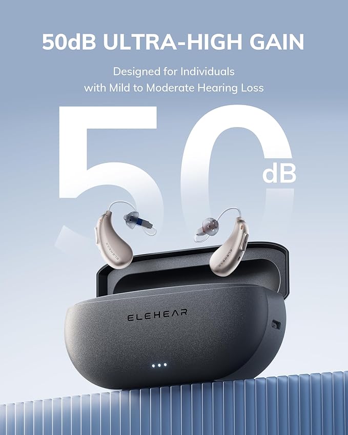 ELEHEAR-Beyond Hearing Aids, OTC Rechargeable Bluetooth Hearing Aids for Seniors and Adults with AI Noise Cancellation, Superior Sound Quality, Bluetooth 5.3 and App Control