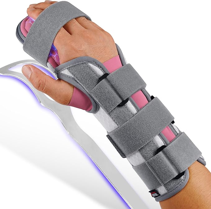 FEATOL Resting Hand Splint For Men and Women, Stroke Hand Night Immobilizer Pain Relief For Carpel Tunnel, Stroke Recovery, Right, Large