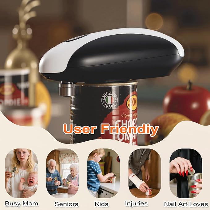 NOTUSIUY Rechargeable Auto Electric Can Opener, Hands-Free Smooth Edge, One-Touch Safe Opener for Seniors, Ideal Kitchen Gift