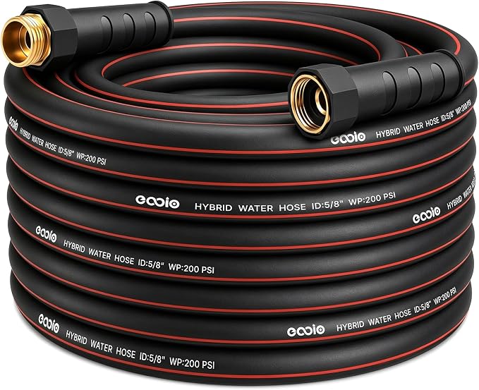 Heavy Duty Garden Hose 50ft, NON-EXPANDABLE Flexible Water Hose, Kink Resistant Lightweight Hybrid Hose, Leakproof Hose Male to Female Fittings