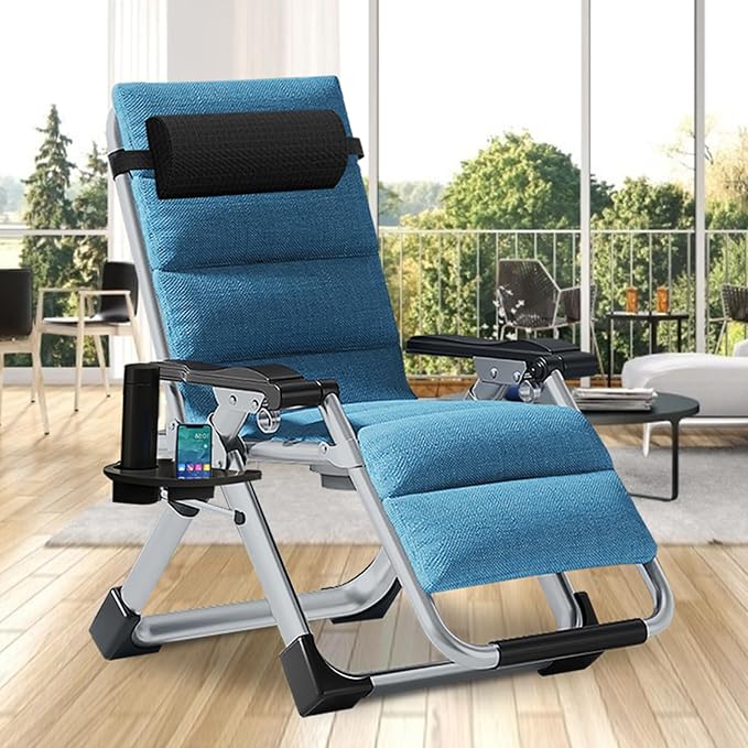 Comfy Folding Recliner Chair -Bedroom Living Room Chairs | Patio Lounge Chair with Removable Cushion for Indoor Outdoor