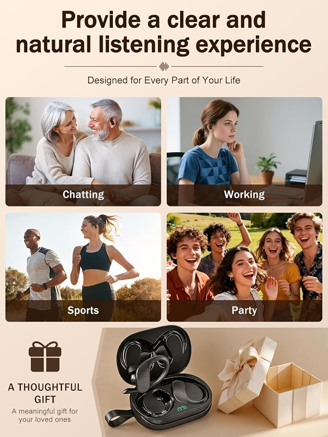 OTC Hearing Aids with Charging Case for Seniors & Adults, 24-Channel Noise Reduction, Rechargeable, Clear Sound, Comfortable & Invisible in-Ear Fit, 80+ Hours Battery Life