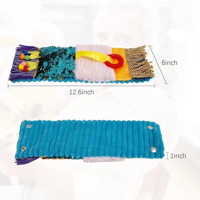 Fidget Blanket for Adults with Dementia,Dementia Products for Elderly,Activity Kits for Dementia Patients,Fidget Wrist Cuff for Seniors, Dementia Activities for Seniors