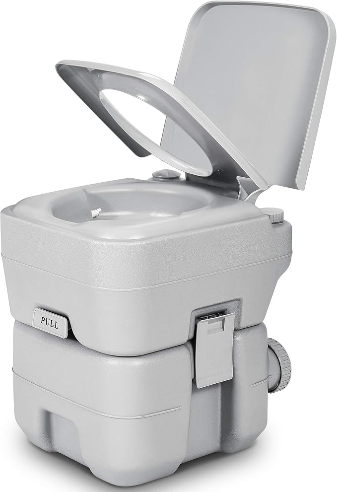 YITAHOME Portable Toilet Travel 5.3 Gallon RV Potty, Detachable Tank, Double Outlet Water Spout, for Camping, Boating, Hiking, Trips, Gray
