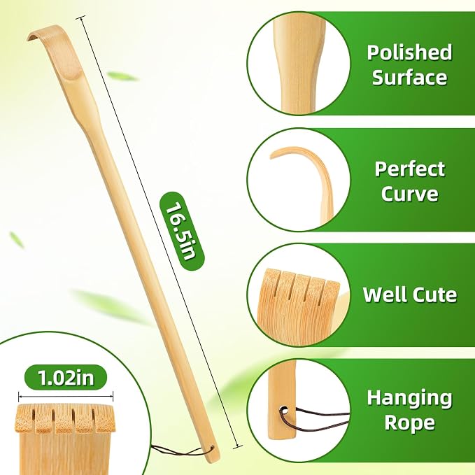 Back Scratcher, Bamboo Wood Back Scratcher Massager, 16.5" Long Self-Massager Provide Instant Relief from Itching, Good Practical and Novel Gifts for Friends and Family. | Strong Sturdy Wooden Back Scratchers, Best Gift for Father's Day Pregnant Women&...