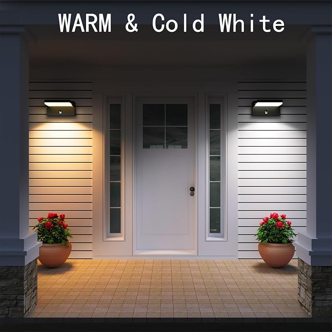 60W LED Motion Sensor Outdoor Wall Light Fixture, Flood Light | 3CCT,5000 Lumen,360°Adjustable Head,IP65 Waterproof,Commercial Security Lighting for House, Garage, Porch & Yard