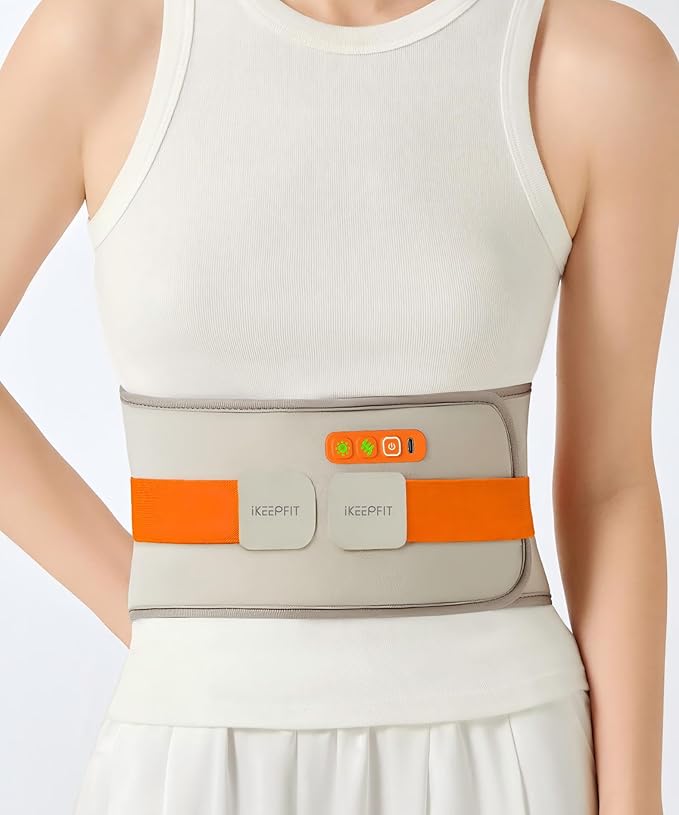 IKEEPFIT® Heating Pad for Back Pain Relief: MAXwarm® 3.0, Portable Cordless Heat Pad with Massager for Period Cramps, 8000mAh Large Battery, FSA Eligible HSA, Christmas Gift for Women Men 90-310 lbs