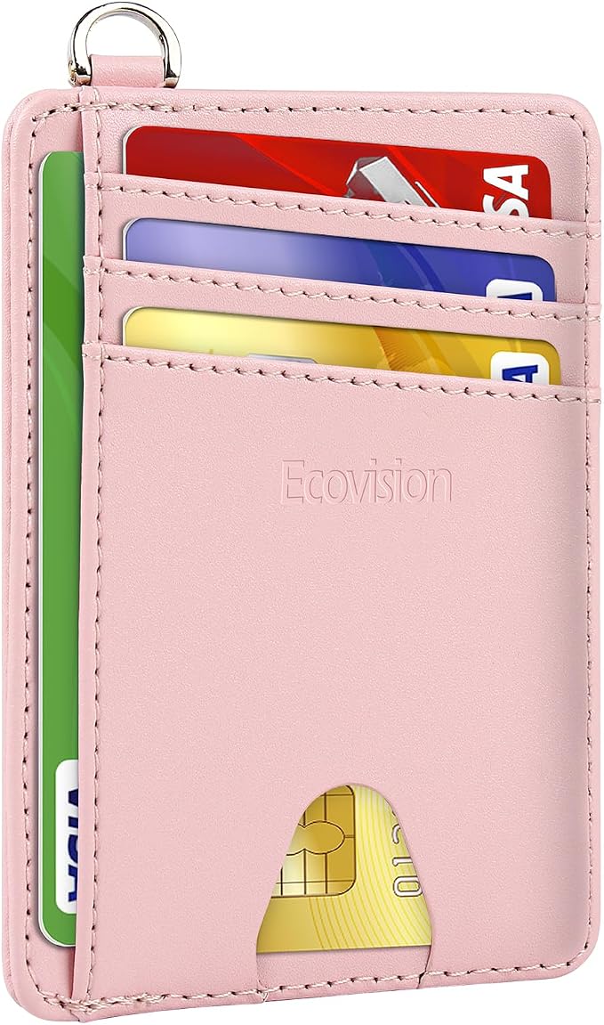 Slim Minimalist Front Pocket Wallet, RFID Blocking Credit Card Holder Wallet with Detachable D-Shackle for Men Women