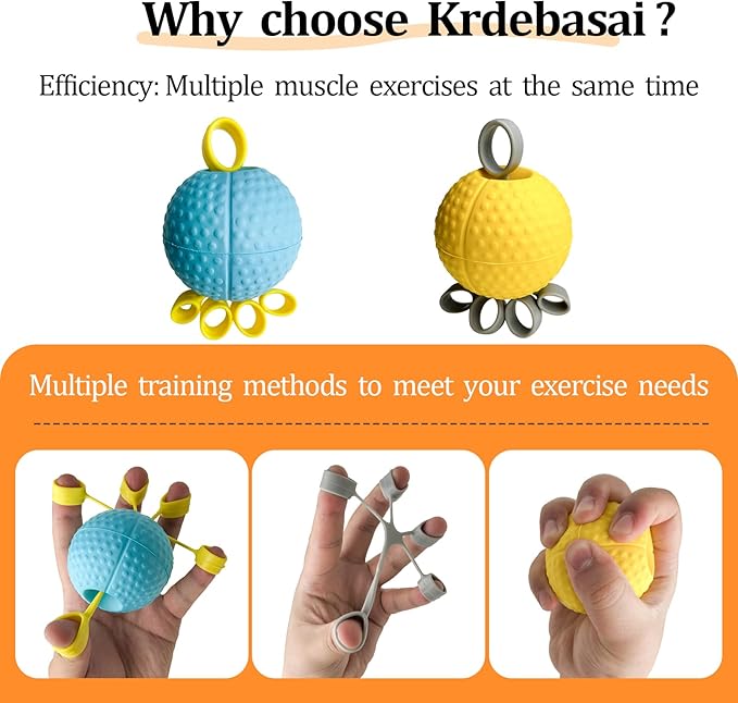 Hand Exercise Ball Squeeze Balls for Hand Therapy Finger Extension Exerciser Finger and Wrist Strengthener, Hand Grip Strengthener for Elderly, Weak Hand, Arthritis, Stroke, Carpal Tunnel