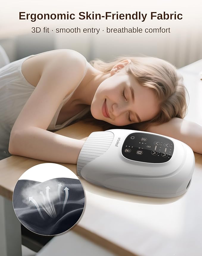 arboleaf Hand Massager with Heat and Compression, for Women Men Mom Dad, 6 Modes and 3 Heating Options, Cordless & Powerful Hand Massager for Finger, Wrist, Palmand Lower Forearm