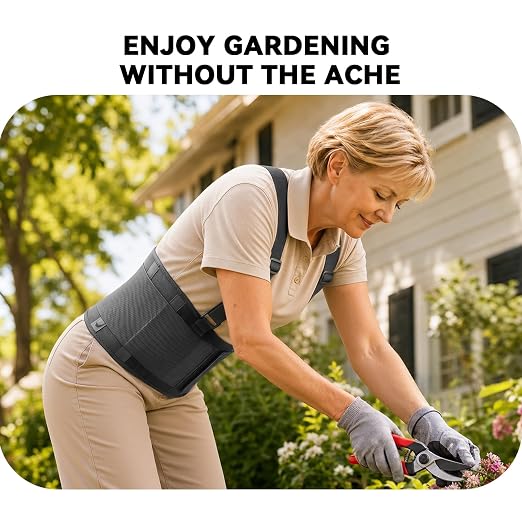 Work Back Brace for Men & Women, Adjustable Lower Back Support Belt for Sciatica, Herniated Disc, Pain Relief, Moving Warehouse Heavy Lifting Safety & Protection (Black, Medium)