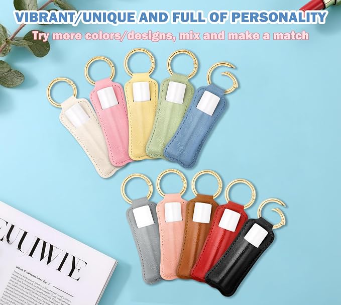LUCKINEE Lip Balm Holder Keychain for Chapstick Holder Key Chain | Featured with Spring O Ring, Bag Charm Keychain, Great Linking to Purse and Belt Loops, Stocking Stuffers Gift for Women