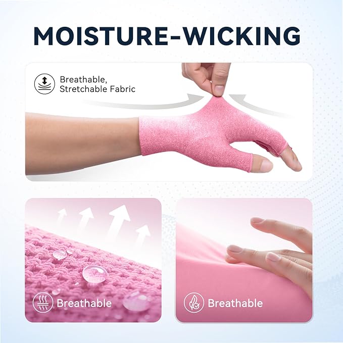Duerer Arthritis Gloves Women Men, Carpal Tunnel, Rheumatiod, Tendonitis, Fingerless Hand Thumb Compression Gloves