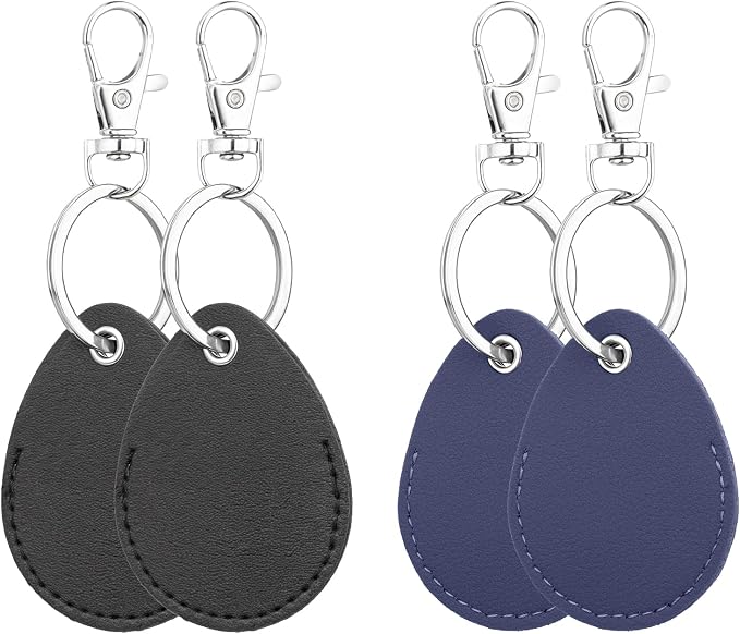 Psyqtsuary Leather Key Fob Holder, 4 Pcs PU Leather Keychain Key Holder for Keychain General Keys Fob, for Keys ID Keys Cards