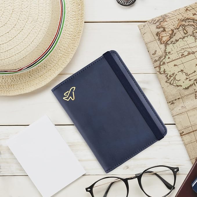 WALNEW Passport Holder for Travel, RFID Passport Cover Wallet for Women Men, PU Leather Passport Book Card Holder Case with Pen, Travelling Essentials for Flying | PU Leather Passport Cover Case with Pen Holder, Travel Must Haves Accessories, Passport ...