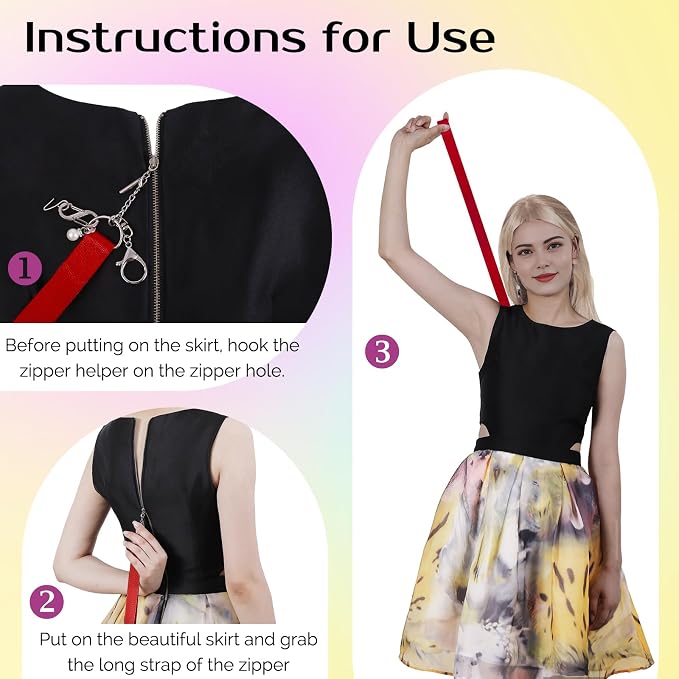 Zipper Helper Bracelet Helper Tool Set, Zipper Puller Helper Dresses Zipper Pull Helper Back Zipper Puller for Overweight, Elderly, Disabled, Individuals or Travel, Gifts for Women Mom
