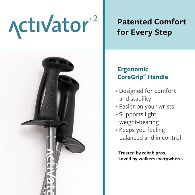 Urban Poling ACTIVATOR2®, Dark Gray/Cyan, 1 Pair – For Users Up to 6’4" – Lightweight, Aluminum Nordic Walking Sticks – Collapsible & Adjustable Hiking Gear – Ergonomic Rubber Grip, Carbide Metal Tip,