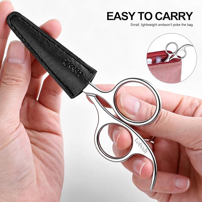 4.72-inch Professional Nose Hair Scissors,with rounded heads, Suitable for personal care, facial hair trimming, as well as ear, eyebrow, beard (silver)