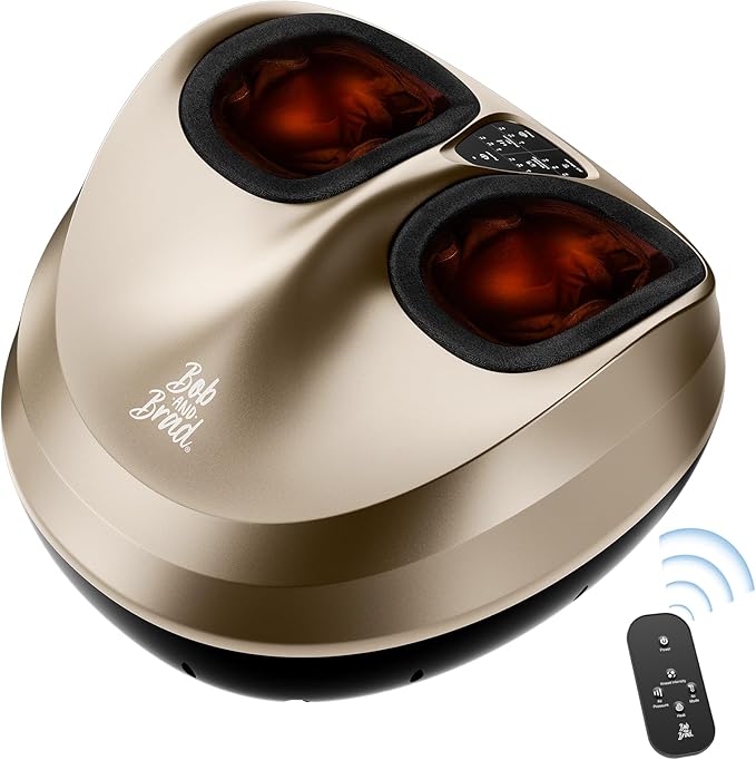 BOB AND BRAD Foot Massager Machine with Heat and Remote, Fits up to Men Size 14, FSA Electric Shiatsu Deep Kneading Foot Massager, Relieve for Plantar Fasciitis and Neuropathy Pain, HSA Eligible
