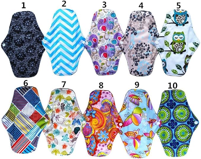 10Pieces 10Inch Reusable Washable Menstraul Pads Sanitary Pads