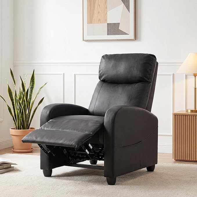 Massage Recliner Chair, Recliner Sofa Fabric for Adults, Recliners Home Theater Seating with Lumbar Support, Reclining Sofa Chair for Living Room, Ink