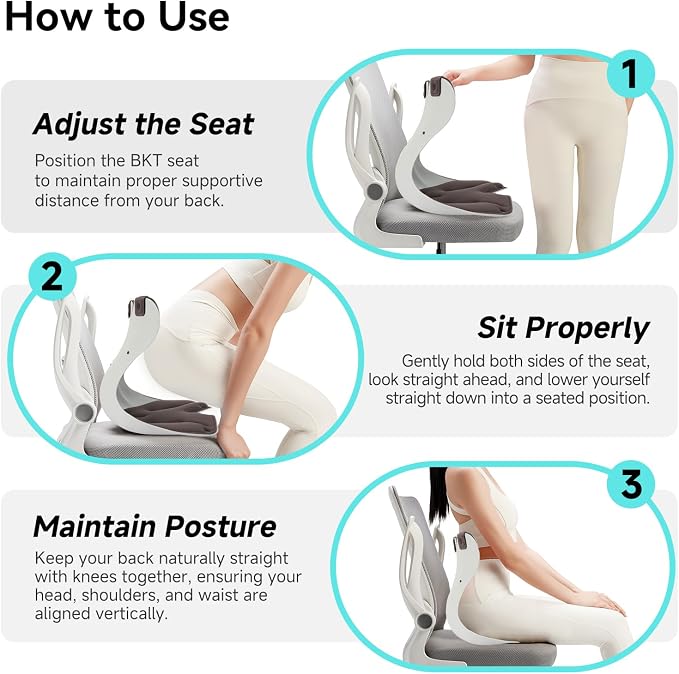 BKT Ergonomic Seat Cushion - Lumbar Support Pillow for Office Chair & Floor | Premium upgraded materials for long sitting. Comfort for students, nursing mothers, office workers and outdoor fishing trips