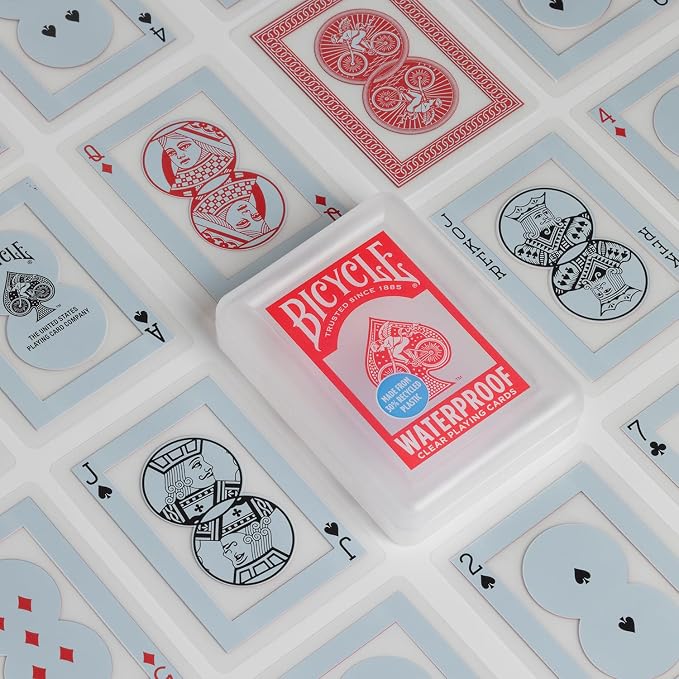 Bicycle Waterproof Playing Cards Red Plastic Deck Pool Beach | 100% waterproof and washable, Modern Cupid Back design, Protective clamshell case included, Durable yet flexible