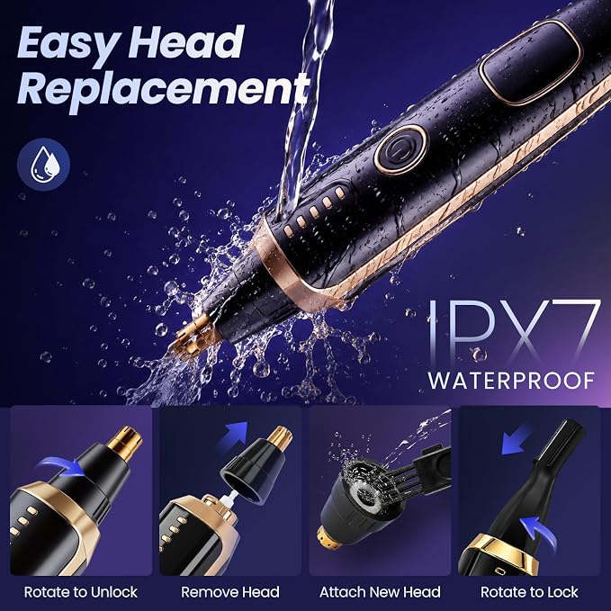 LED Display Ear and Nose Hair Trimmer Clipper for Women Men,2026 Rechargeable 2 in 1 Painless Eyebrow & Facial Hair Trimmer with Powerful Motor and Dual-Edge Blades Easy Cleansing