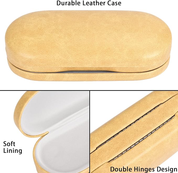 Muf 2 in 1 Contact Lens Case and Glasses Case, Double Sided Design with Mirror, Portable Travel Kit with Tweezer, Remover and Solution Bottle, Yellow