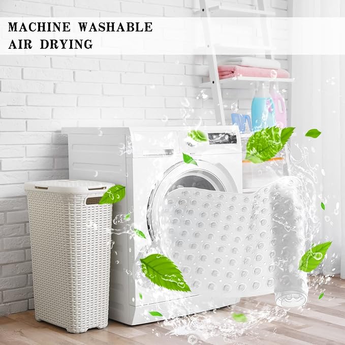 Bathtub and Shower Mats, Extra Long Non-Slip Bath Tub Mat 39 x 16 Inch, Machine Washable Bathmat with Suction Cups & Drain Holes for Bathroom Floor, Clear