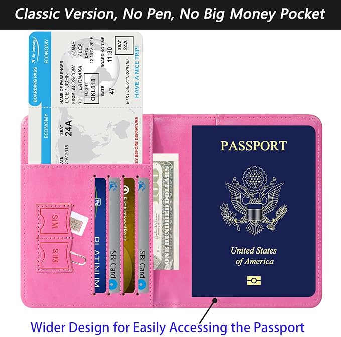 Passport Holder, Travel Essentials, Passport Cover, RFID Travel Wallet | Passport Wallet, Travel Accessories, RFID Blocking, Synthetic Leather Card Case, International Must Haves, For Women Men