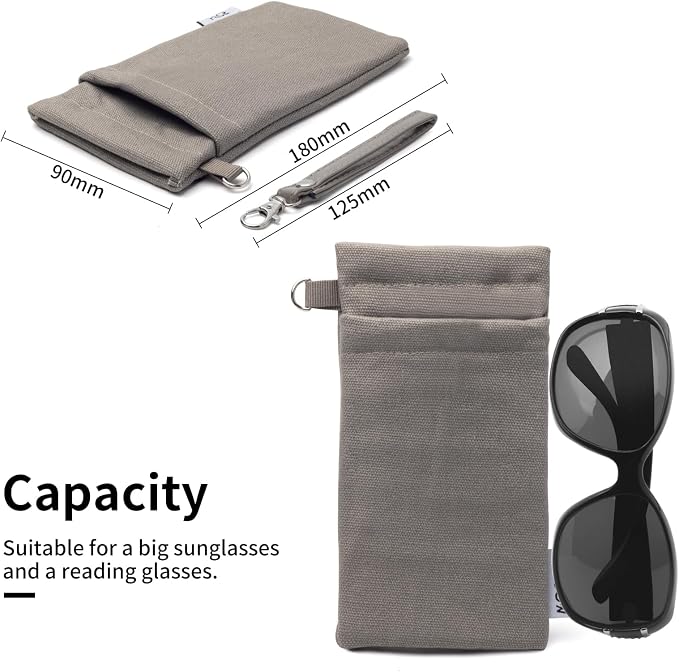 Face Shadow Double Glasses Case Soft Eyeglass Case For Women Men Squeeze Top Sunglasses Case With Cleaning Cloth