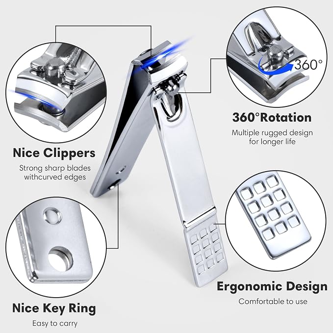 Yougai Manicure Set 18 Pieces Professional Nail Clippers Pedicure Kit Men Women, Stainless Steel Fingernail Toenail Cutters, Nail Care Grooming Tools with Leather Travel Case