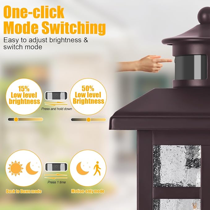 Motion Sensor Outdoor Lights Bronze 2 Pack Dusk till Dawn Outdoor Lighting | Outdoor Porch Lights Light Fixtures Bronze Dusk till Dawn Exterior Lights Outdoor, Exterior Lights for House, Garage, Door