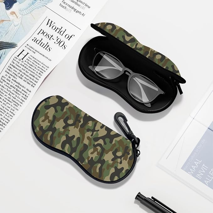 Sunglasses Soft Case, Ultra Light Portable Neoprene Zipper Glasses Case for Men Women