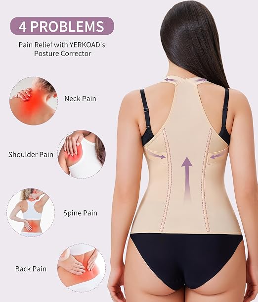 YERKOAD Back Brace for Women Breathable Back Straightener Posture Corrector | Full Back Support Posture Corrector Adjustable Waist Trainer Full Back Pain Relief Brace for Working, Exercising