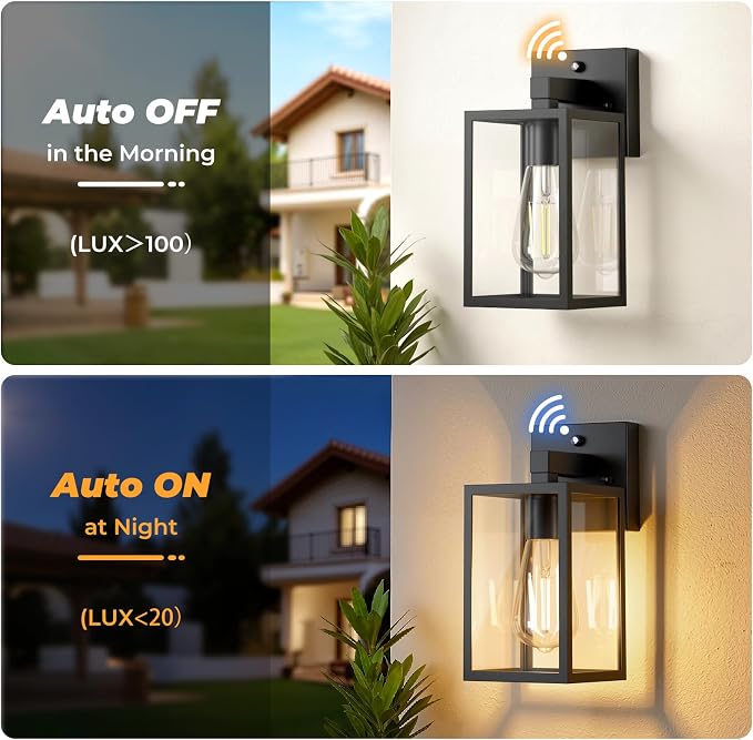 4 Pack Dusk to Dawn Outdoor Wall Light Fixtures | Exterior Porch Light Waterproof Wall Sconces Lanterns