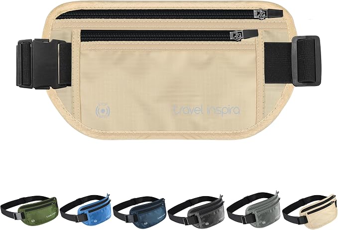 travel inspira RFID Blocking Hidden Money Belt | Dual Zipper Storage
