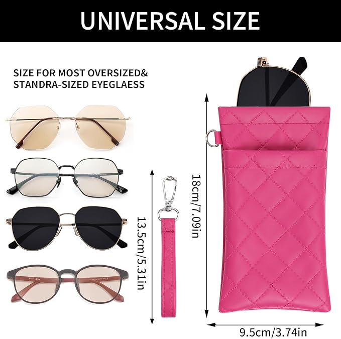 Double Eyeglass Case Soft Dual Glasses Case for Women Men Travel Squeeze Top Sunglasses Cases Eyeglasses Pouch