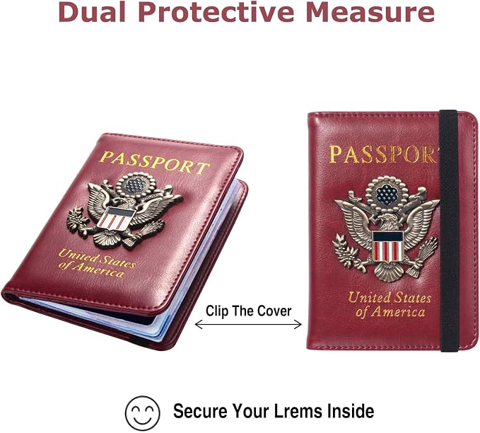 Premium Passport Holder for Travel RFID Blocking Passport Cover Slim | Passport Cover for Women Men Leather US Passport Wallet Case for Travel Passport Book Cover Travel Document Organizer Carrier