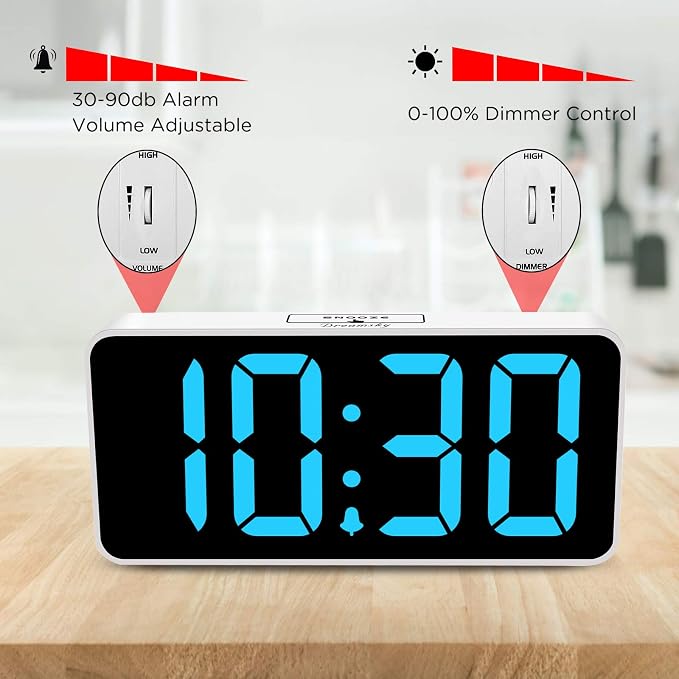 DreamSky Large Digital Alarm Clock Big Number for Seniors/Visually Impaired | 9 Inches Electric Clocks for Bedroom, Jumbo Display Fully Dimmable Brightness, USB Ports, Adjustable Alarm Volume
