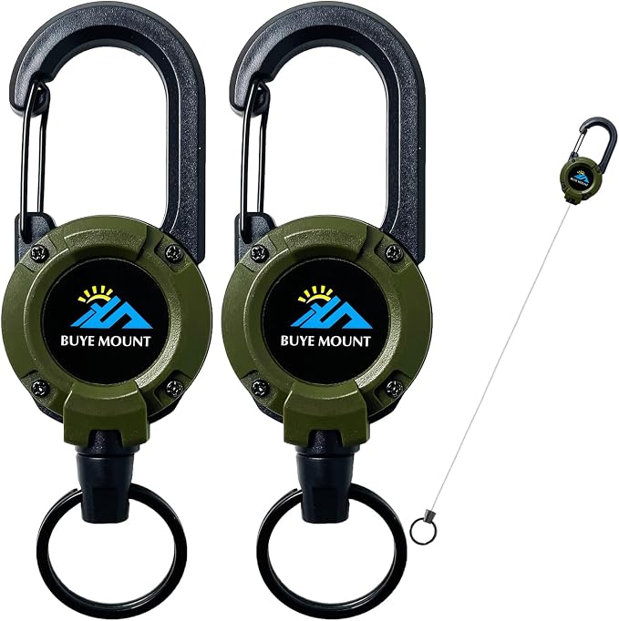 Yojaro Retractable Keychain Heavy Duty 2Pack, Multitool Carabiner Badge Holder, Retractable Keychain Clip Id Holder, Upgraded 58cm Stainless Steel Cord Green