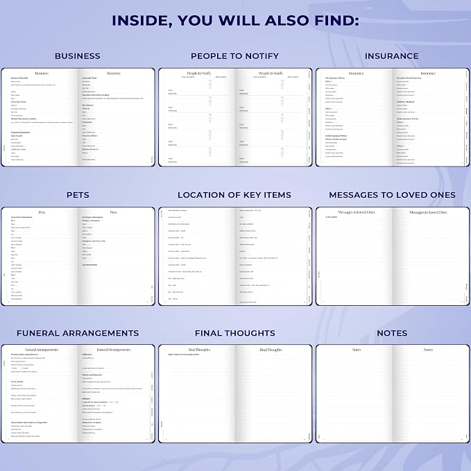 Skyline End of Life Planner – Emergency File Notebook for Important Information & Final Wishes – When I Die Beneficiary Book Organizer (Space Blue)