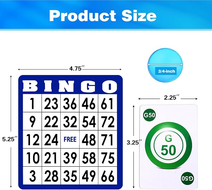 GSE Games & Sports Expert Complete Bingo Game Set with 100 Bingo Cards, 1000 Markers, Calling Cards Deck, Party Fun Game for Adults, Seniors, Family Gatherings, Classroom Activities, Large Groups