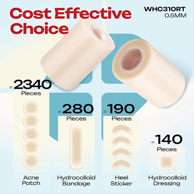 LIFARA Hydrocolloid Roll for Wound Care - Cut-to-Size, Hydrocolloid Patch Bandages with Self-Adhesive, Ultra Absorbent & Waterproof, First Aid Kit Essential (19.7mil/ 0.5mm Thickness, 3in*10ft)