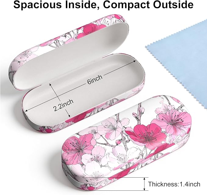 Hard Shell Leather Sunglasses Case,Classic Fashionable Cute Large Glasses Case for Women Men,Sunglass Eyeglasses