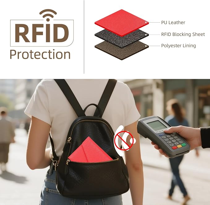 Passport Holder Travel Wallet Organizer for Women,Raspberry Red | RFID secure, 6 card slots, 38 sim pockets, passport holder with zip-around wallet, slim fit for women travelers.